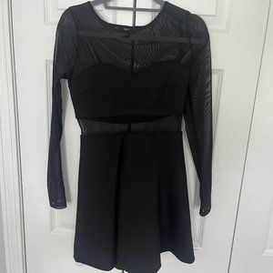 Black Mesh Baby Doll Dress - M